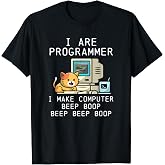 Programmer Cat Beep Boop Coding T-Shirt