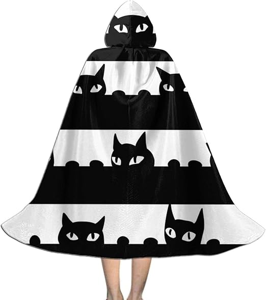 Adorable Black Cats Cape Cloak Hooded Halloween Christmas