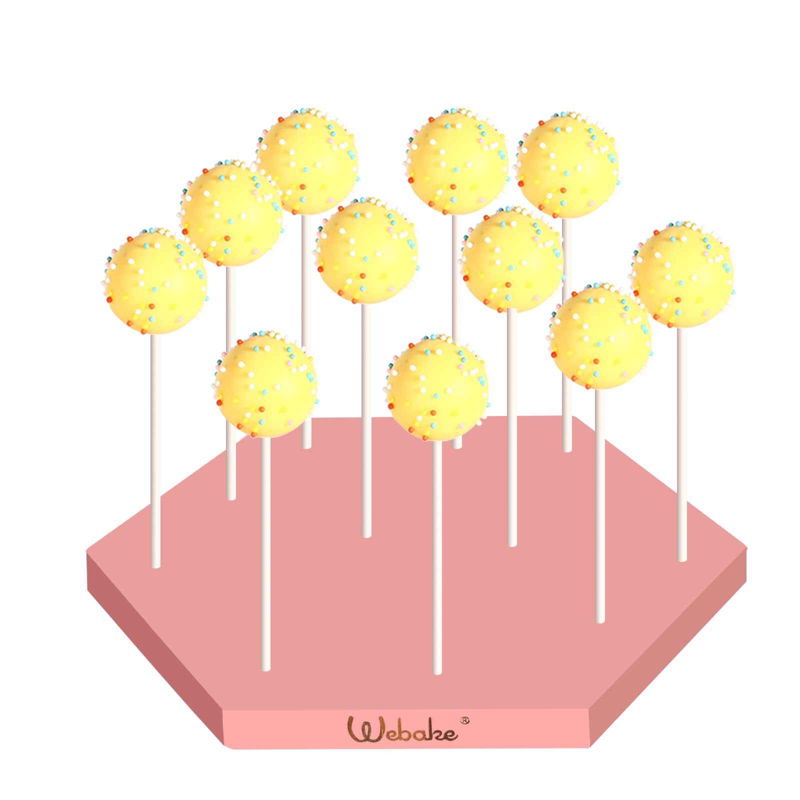 webake Cake Pop Stand Lollipop Stand Display Holder Hexagon for 12 Cake Pops, Rose Gold