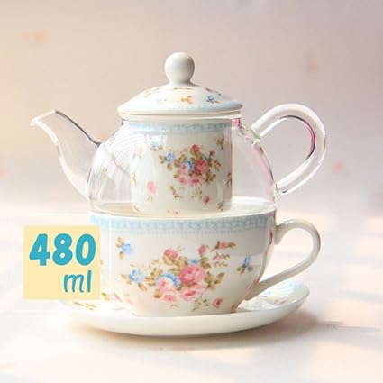 Amazon Nature Park ティーセット コーヒーカップ 急須セット 紅茶 ティーポット シンプルなバラのデザイン ソーサー付きカップセット 360ml Np Qxt004 Nature Park ティーポット