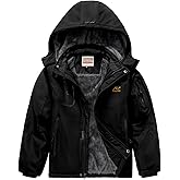 WULFUL Boy's Waterproof Ski Jacket Warm Fleece Hooded Winter Snow Coat