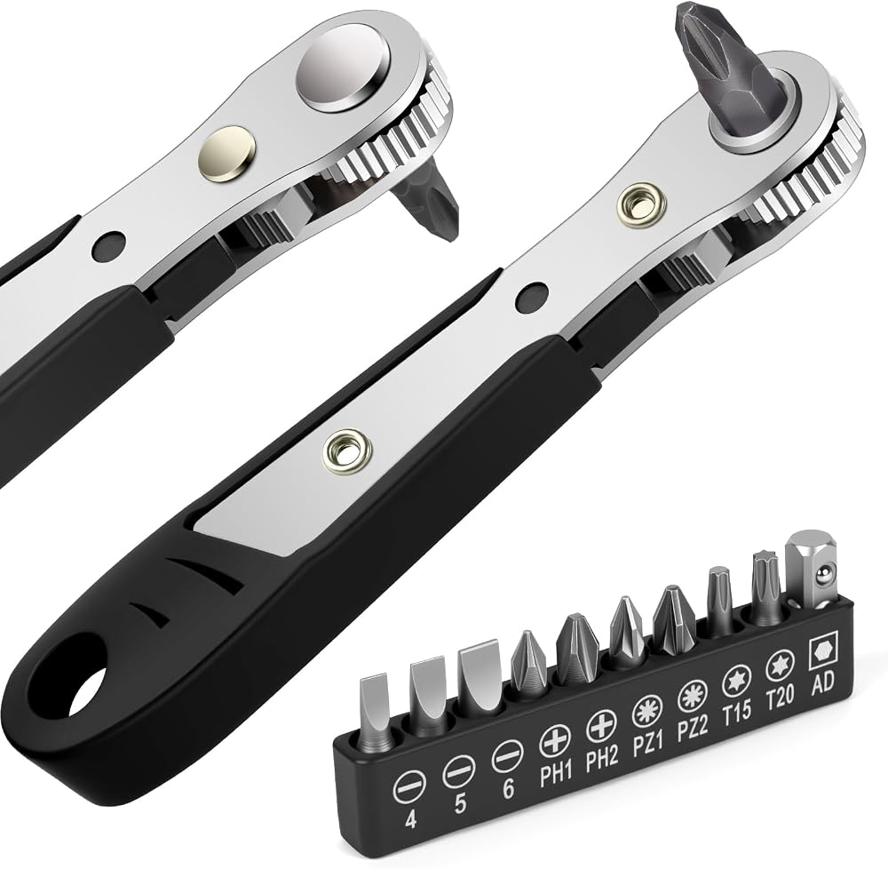 OSDUE Mini Ratchet Wrench Right Angle Magnetic Screwdriver 1/4 Drive