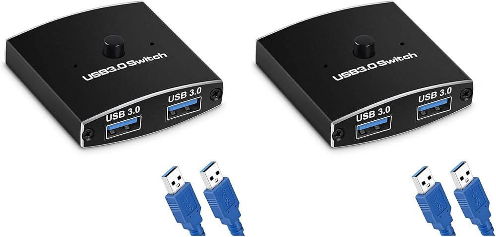 Bcowtte USB 3.0 KVM Switch Selector 2 Port 5Gbps for Printer Keyboard Mouse