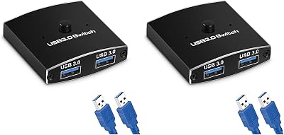 Bcowtte USB 3.0 KVM Switch Selector 2 Port 5Gbps for Printer Keyboard Mouse