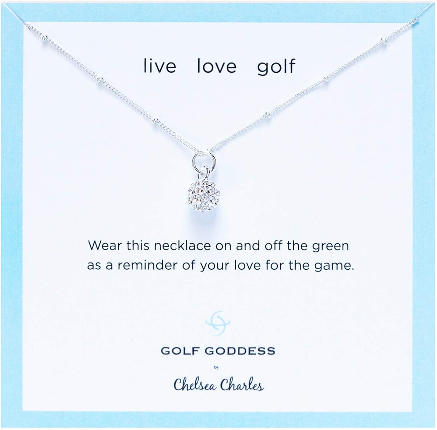 Golf Goddess Golf Ball Charm Necklace - Silver: Clothing