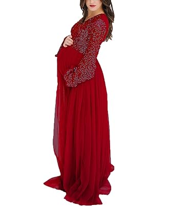 red sequin maternity dress