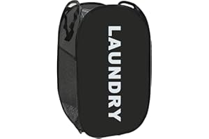 Aplter Collapsible Laundry Basket Foldable Laundry Hamper Pop Up Basket Dirty Clothes Hamper for College Dorm, Travel, Cruise, Hotel Black