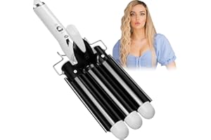 3 Barrel Curling Iron Hair Crimper: Aleath Dual Voltage Two Temperature Control Crimper Hair Tool - 1 inch Waver Hair Tool