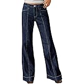 Flamingals Straight Leg Baggy Jeans for Women Mid Rise Wash Seam Front Wide Leg Jeans Vintage Denim Pants