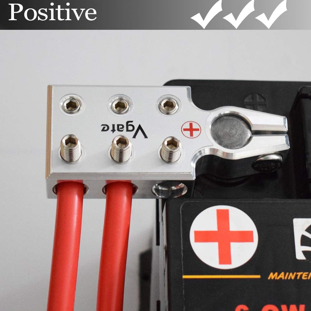 Vgate 6×1/0 AWG Gauge AGM Lead Acid Battery Terminal Clamps Positive