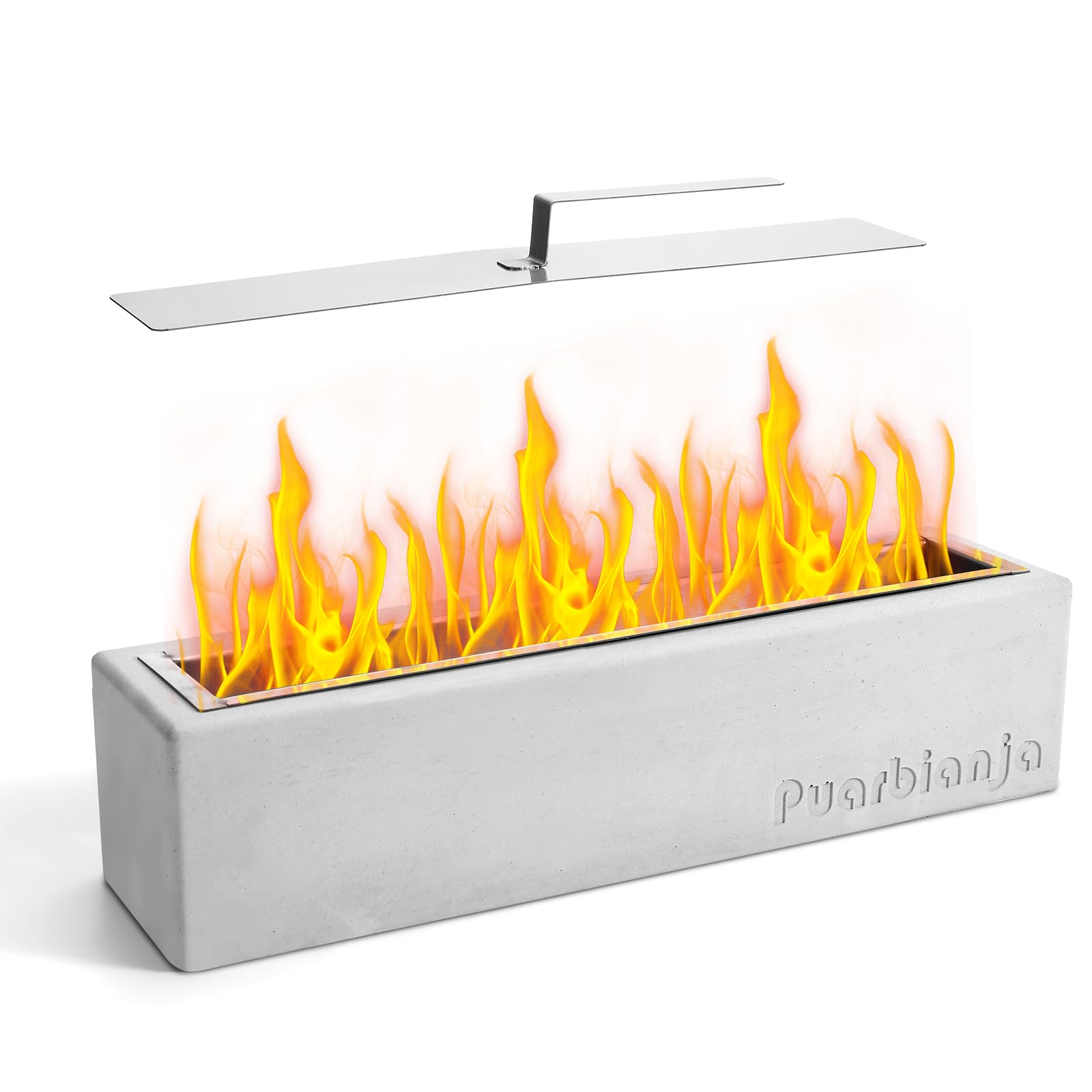 Photo 1 of Housewise Tabletop Fire Pit - Stylish Concrete Table Fire Pit for Indoor & Outdoor Use - Best Table Top Firepit for Large Spaces White Elephant Gift (14.5inch)