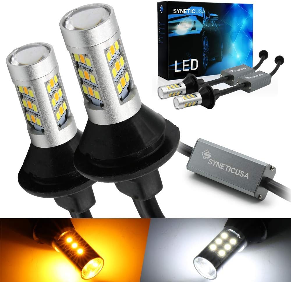 Syneticusa 1157 Error Free Canbus Ready Dual Color Switchback LED Turn Signal Light Bulbs DRL Parking Lamp No Hyper Flash All in One