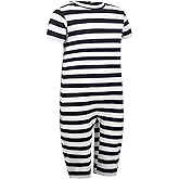 EEOST Adaptive Clothing for Kids Special Needs Autism Sensory Jumpsuit Anti-Strip Romper with Back Zipper Sizes 3-16 Years(Nave/White, 15-16 Years Old,Youth)