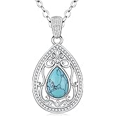 Kootwo Western Bohemian Necklace 925 Sterling Silver Turquoise Pendant Turquoise Boho Jewelry Gifts for Women Men