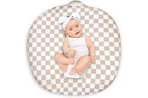 DILIMI Newborn Lounger Cover Removable Cover Ultra Soft Comfortable Lounger Slipcover Removable Cover for Infant Lounger Pillow, Light Brown Checkerboard (Lounger Pillow Not Included), Baby, D0119