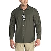 Outdoor Ventures Men's UPF 50+ UV Sun Protection SPF Hiking Shirt Long Sleeve Lightweight Quick Dry for Safari Travel Fishing