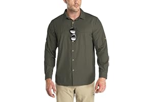 Outdoor Ventures Men's UPF 50+ UV Sun Protection SPF Hiking Shirt Long Sleeve Lightweight Quick Dry for Safari Travel Fishing
