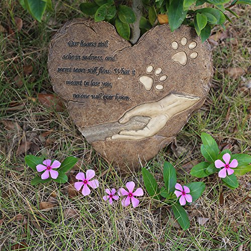JHB Pet Memorial Stepping Stone Heart Shape for Garden Decor Dog or Cat