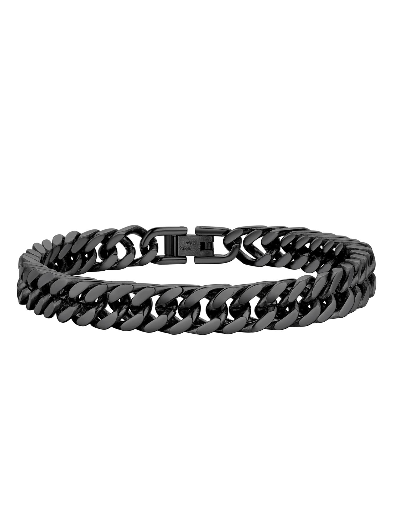 PROSTEEL Bracelet for Men Chain Stainless Steel Black Cuban Curb Link Bracelets Chunky Heavy Jewellery for Boys Teen 8mm 19cm