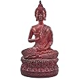 ornerx Thai Sitting Buddha Statue for Home Decor Red 6.7 "