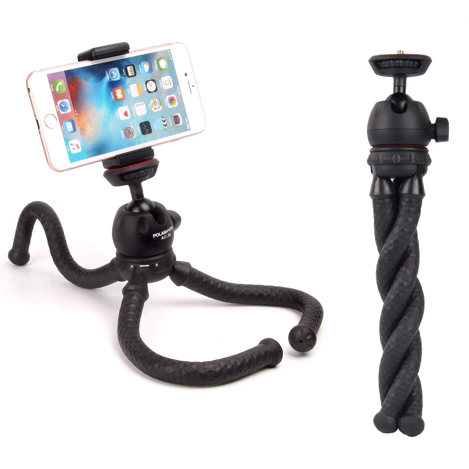 Mini Flexible Tripod Phone Tripod Tabletop Octopus Portable Bendy Tripods for Camera Canon/Nikon/DSLR/SLR Includes Gopro Head and Phone Clip โฆ