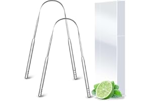 GYE 2 Pack Tongue Scraper,Stainless Steel Tongue Cleaners,Tongue Scraper for Adults, Reduce Bad Breath and Fresh Breath (U tongue scraper 2 pcs)