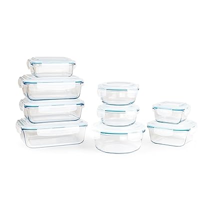 Almacenamiento de Alimentos Contenedores, de vidrio premium juego de 18