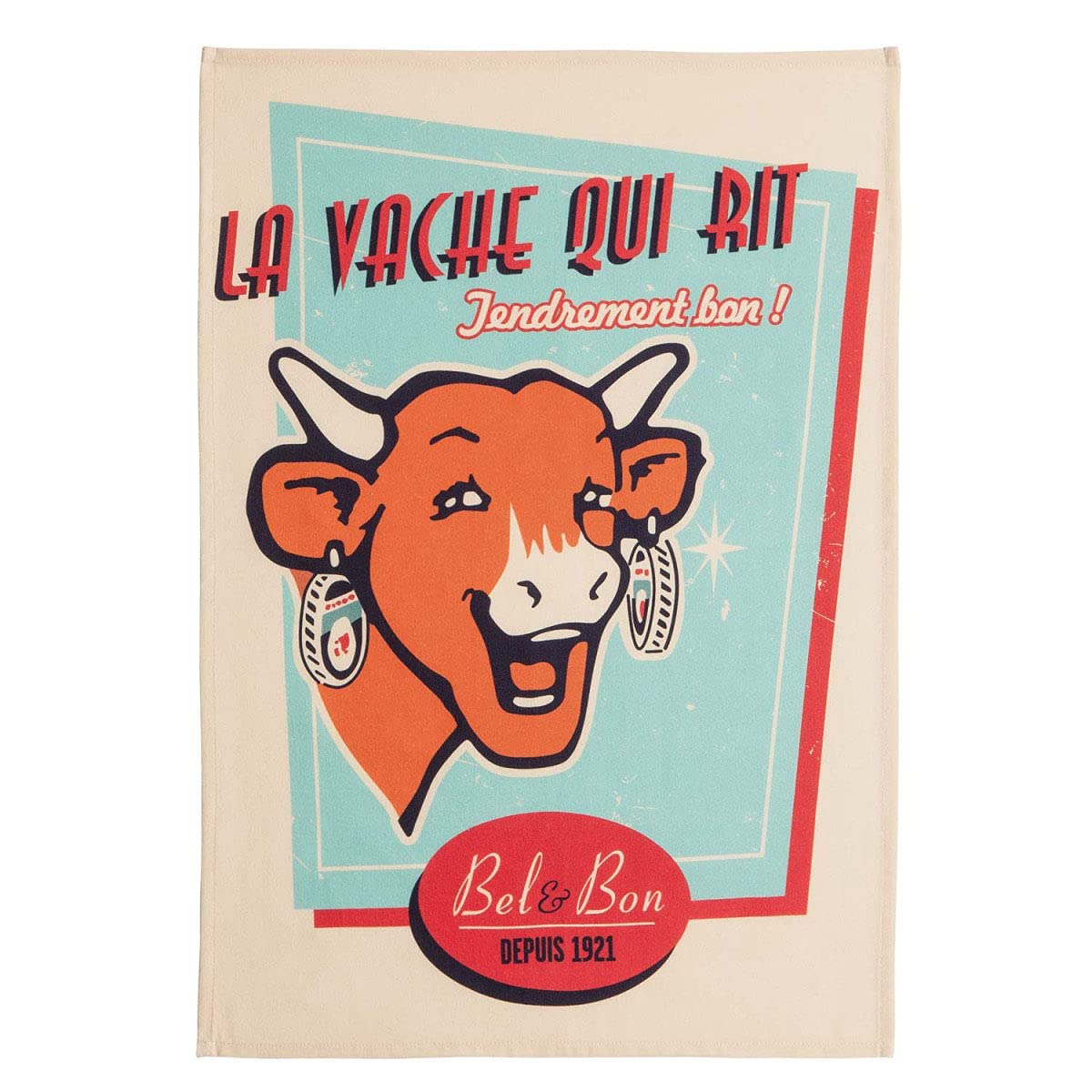 La Cow qui Laughing Retro Tea Towel – Vanilla — image 1