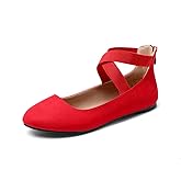 DREAM PAIRS Women's Comfortable Fashion Elastic Ankle Straps Flats Shoes