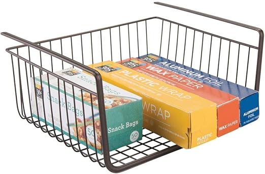 plateado mate Cestas metálicas grandes para cocina y despensa Robusta