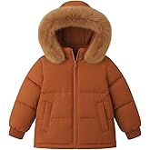 HILEELANG Toddler Baby Kids Winter Puffer Jacket Outwear Coat with Detachable Hood and Faux Fur Trim 1-7 Years