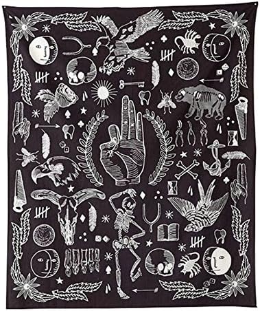 OK eagle bear rose flower wall hanging tapestry 2017 new design Black White fashion boho tapestry 64.9inch x 57inch