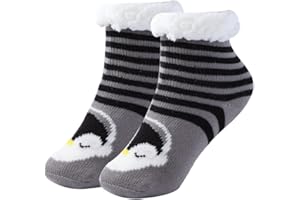 Royal Hong Beauty Fuzzy Slipper Socks for Kids Girls Women with Grippers Non Slip，Kids Warm Fuzzy Christmas Slipper Socks