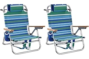 FREETOUR Backpack Beach Chairs for Adults Capacity 300 LBS Low 5 Position Beach Chair with Pouch Straps Folding Lightweight Reclining Aluminum Wide Lay Flat Single