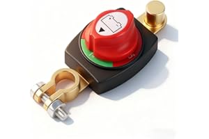 WELCAPAC Battery Disconnect Switch Top Post, 12V-48V Negative Terminal Kill Switch On/Off Isolator for Auto, Vehicle, RV, Tru