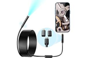 FOXOLA Endoscope, Wi-Fi Industrial Borescope with 6 LED Lights, 7.9mm Type-C USB Snake Camera, Waterproof IP67 Inspection Camera for OTG Android, iPhone (11ft, USB Powered)