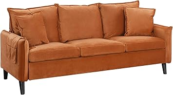 Amazon Com Modern Living Room Brush Microfiber Sofa Rust