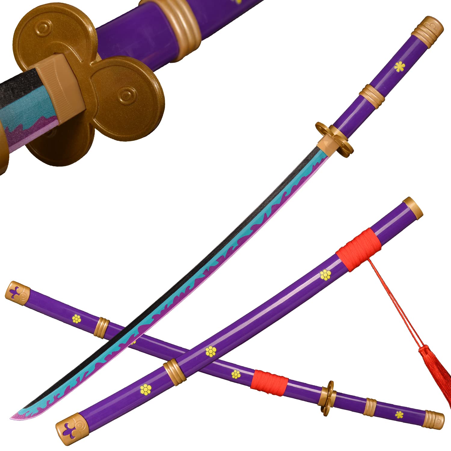 ACTASITEMS Roronoa Zoro Swords Anime Cosplay Wooden Sword - 104cm,Yama Enma Katana Purple