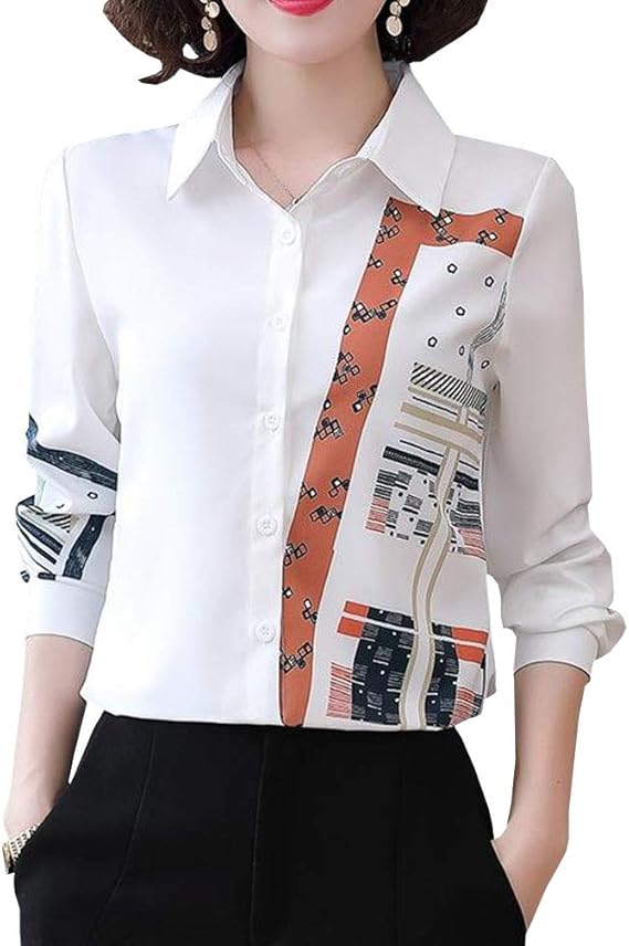 Amazon Yuyo レディース シャツ 花柄 長袖シャツ ブラウス 春服 ワイシャツカジュアル ブラウス 春服 ワイシャツカジュアル カットソー トップス 韓国風 原宿系 ｂｆ風 リゾート おしゃれ シャツ ブラウス 通販