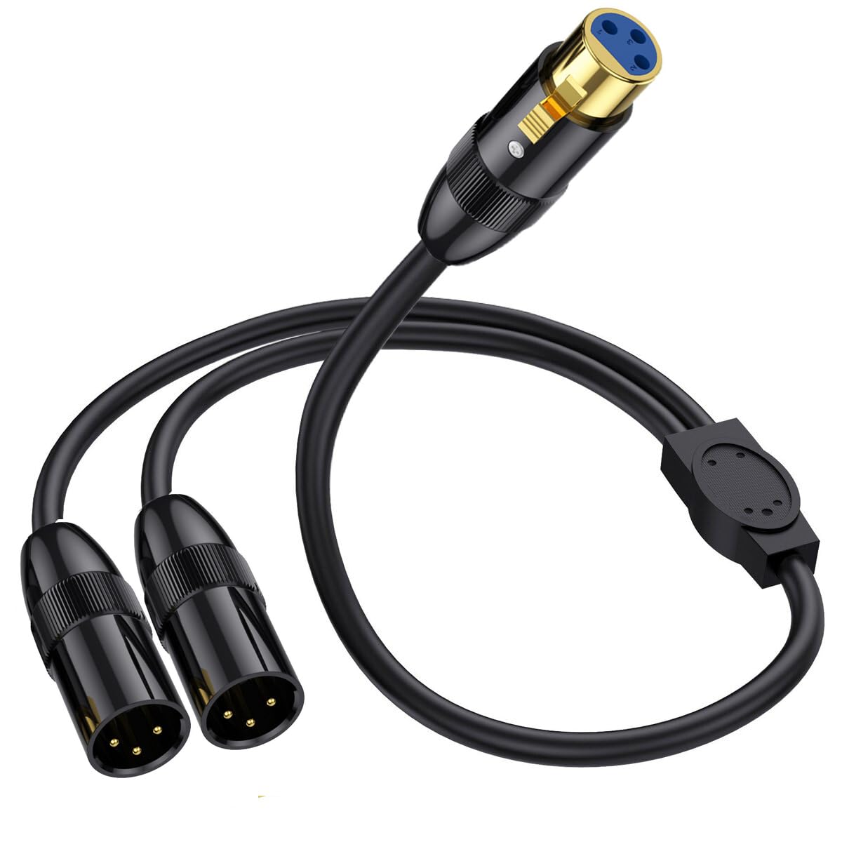 HUHANGGod XLR Y Splitter Cable, 3 Pin XL R 1 Female To 2 Male Microphone Audio Cord, X LR Female to Dual Male Cable Adapter for Professional Audio Recording, XL R Splitter Box (1 Female To 2 Male)