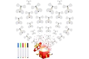 Chenkaiyang 10 Packs Magic Flying Butterfly Toy, White Flying Butterflies with 5pcs Whiteboard Painted on The Butterfly Wings DIY Butterfly Wings Wind Up Butterfly Toy Children's Surprise Gift