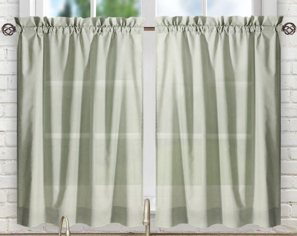Ellis Curtain Stacey Tailored Tier Pair Curtains, 56" x 36", Sage — image 1