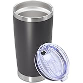 Eyasure 20 oz Tumbler with lid Double Wall Vacuum Insulated Tumblers Stainless Steel Coffee Mug Travel Coffee Tumbler Powder Coated Tumbler Cup Keep Hot&Cold - (Grey 1 Pack)