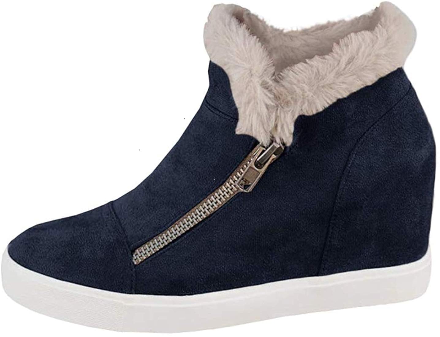 Buy Kathemoi Womens Hidden Wedge Sneaker Fur Lined Faux Suede Side