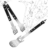 Jingmore 2 Pcs Guitar Grill Gifts for Men Guitar BBQ Spatula Tongs Heavy Duty Stainless Steel Barbecue Tool Set for Dad Music Lovers Grilling Enthusiast Christmas Father's Day Birthday Gift