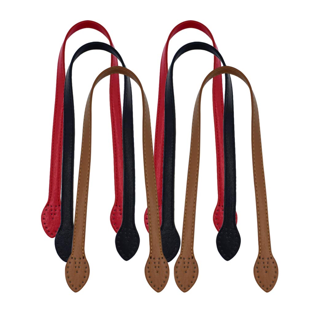 SUPVOX Lady Parts 6pcs 24 Leather Purses Straps Leather Bag Handles Replacement Purse Straps Handbag Bag Wallet Straps (Red Black and Yellow Brown- Each Color 2pcs) Women's Crossbody Handbags