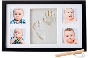 Little Hippo Baby Footprint Kit & Keepsake | Baby Handprint Kit | Baby Hand and Footprint Kit (Black, Large)