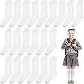 Newcotte 24 Pairs Girls White Knee High Socks School Uniform Seamless Long Socks Stockings Kids Lovely Dressy Soft Girls Stockings