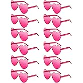 Pibupibu 12 Pack Heart Shaped Sunglasses for Women Colorful Rimless Sunglasses Transparent Bachelorette Party Favors