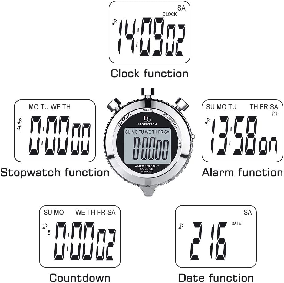 LAOPAO Stopwatch, 1/100 seconds Precision 2 Memories Daily Waterproof with Light function&Mute Mode for Outdoor Sports Running - Image 3